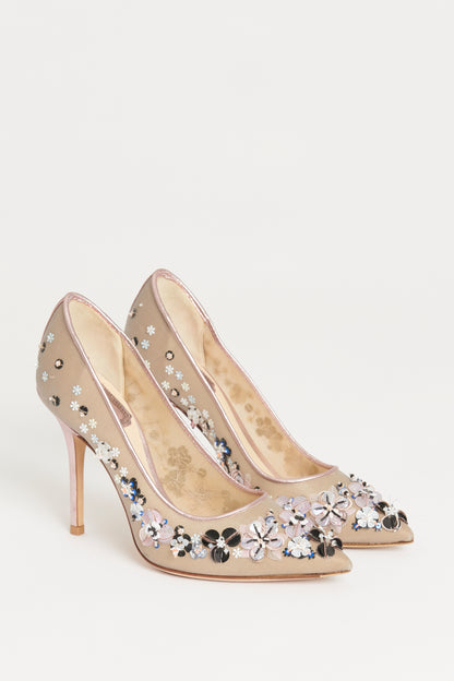 Mesh Embellished Preowned Heels