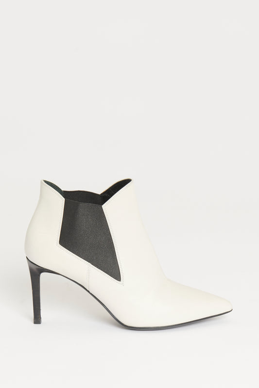 White Leather Preowned Ankle Boots