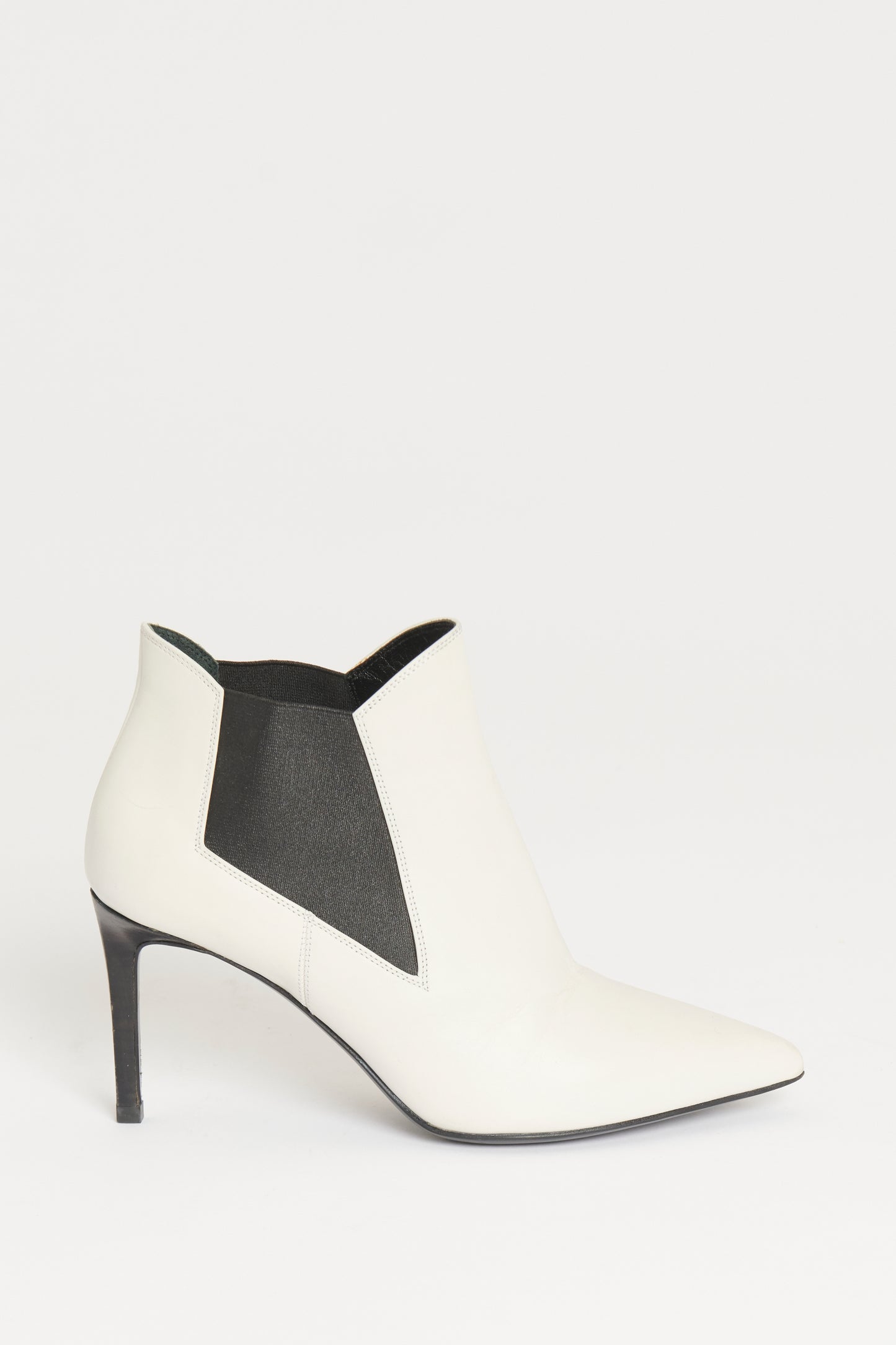 White Leather Preowned Ankle Boots