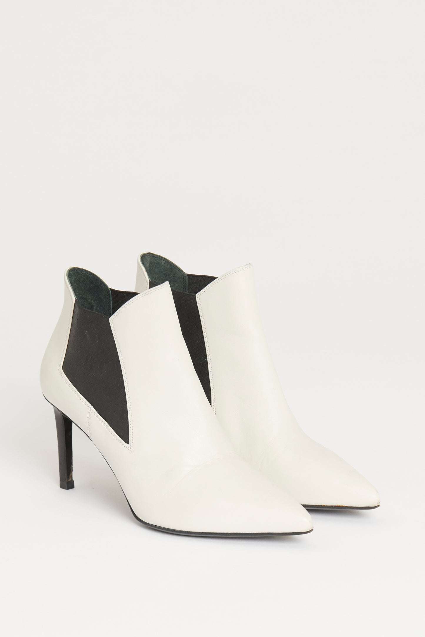 White Leather Preowned Ankle Boots