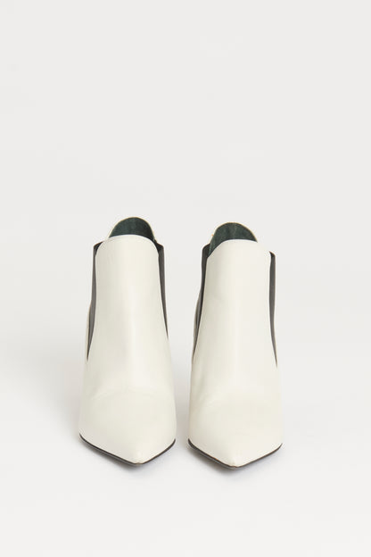 White Leather Preowned Ankle Boots