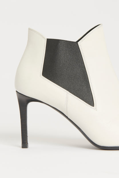 White Leather Preowned Ankle Boots