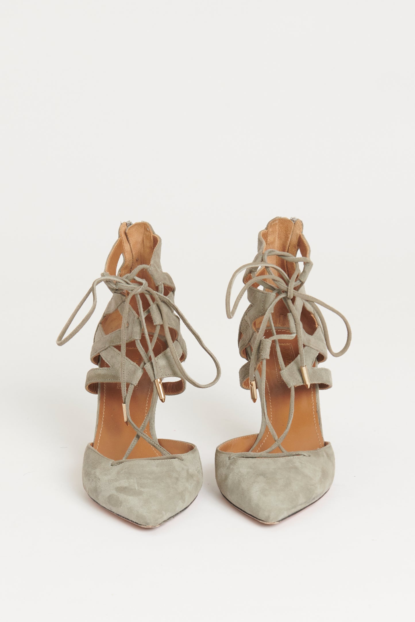 Belgravia Grey Suede Lace Up Preowned Heels
