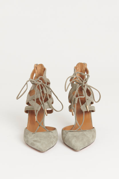 Belgravia Grey Suede Lace Up Preowned Heels