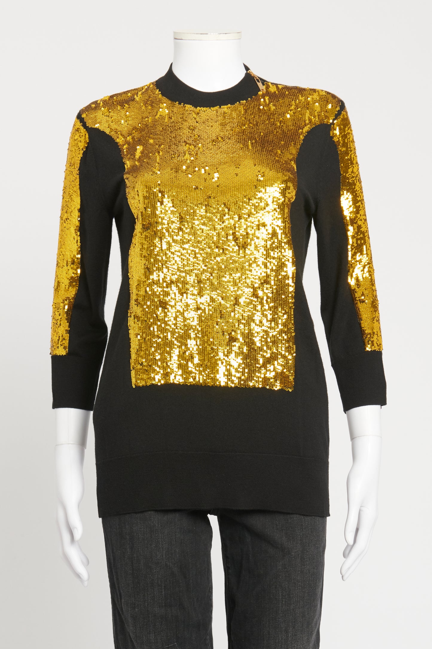 Gold and Black Sequin Cashmere Blend Preowned Jumper