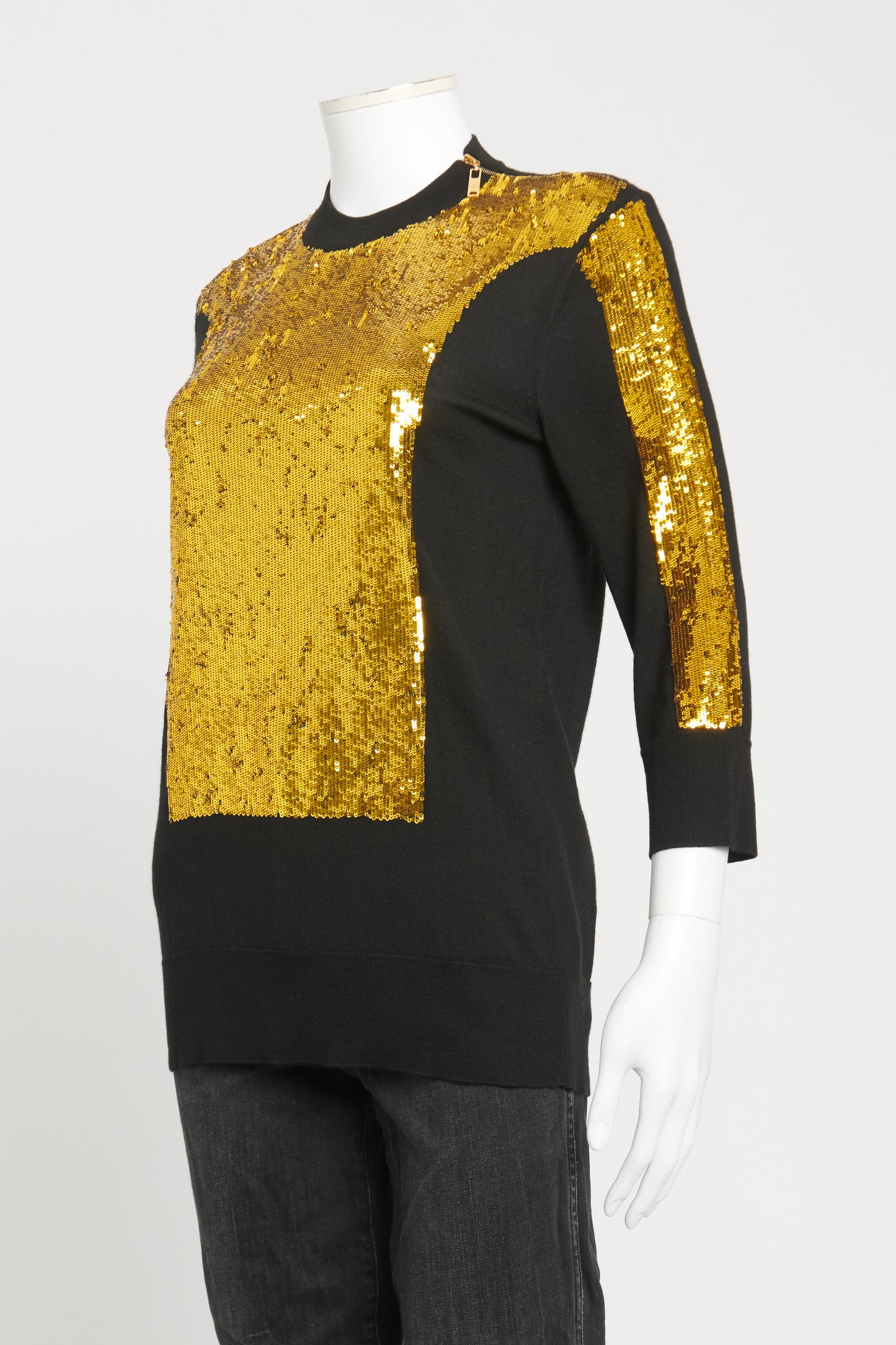 Gold and Black Sequin Cashmere Blend Preowned Jumper