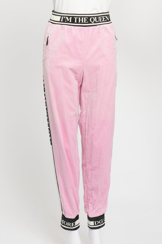 Pink and Black Velvet Preowned Track Pants