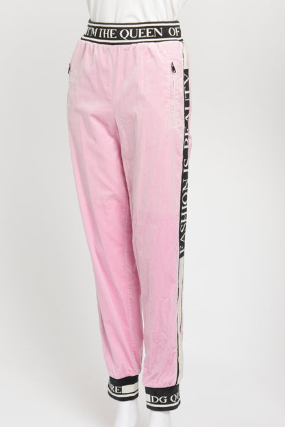 Pink and Black Velvet Preowned Track Pants