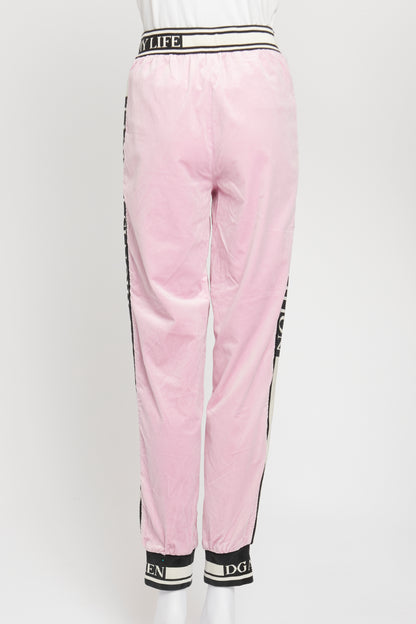 Pink and Black Velvet Preowned Track Pants