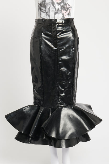 Black Vinyl Mermaid Preowned Maxi Skirt