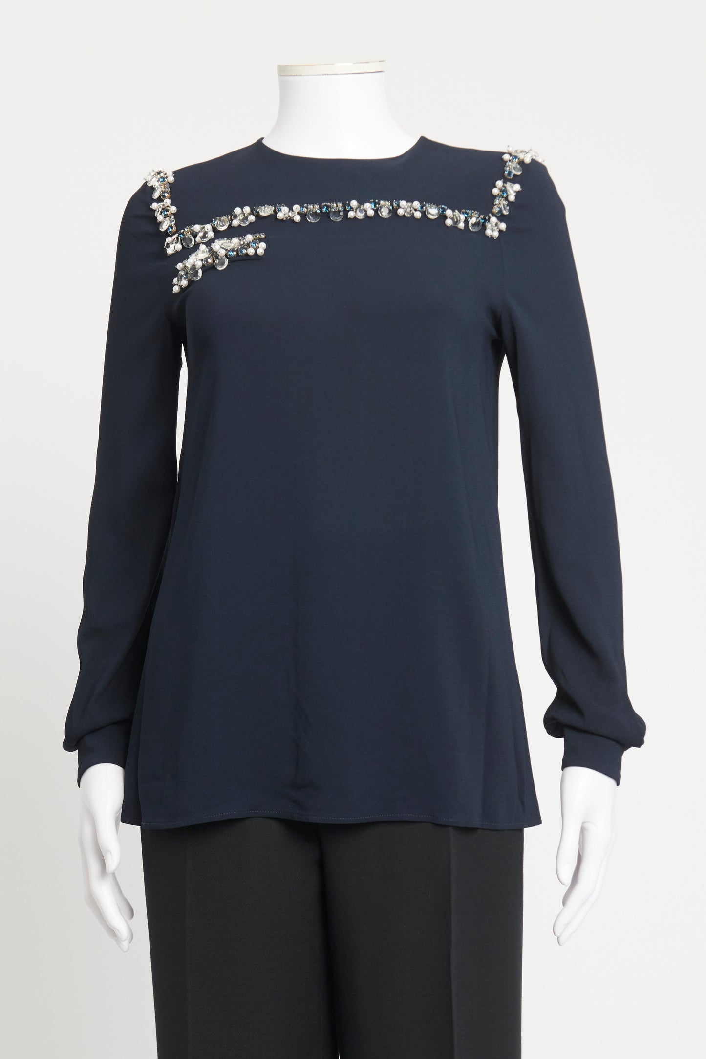 Black Crystal Embellished Preowned Top