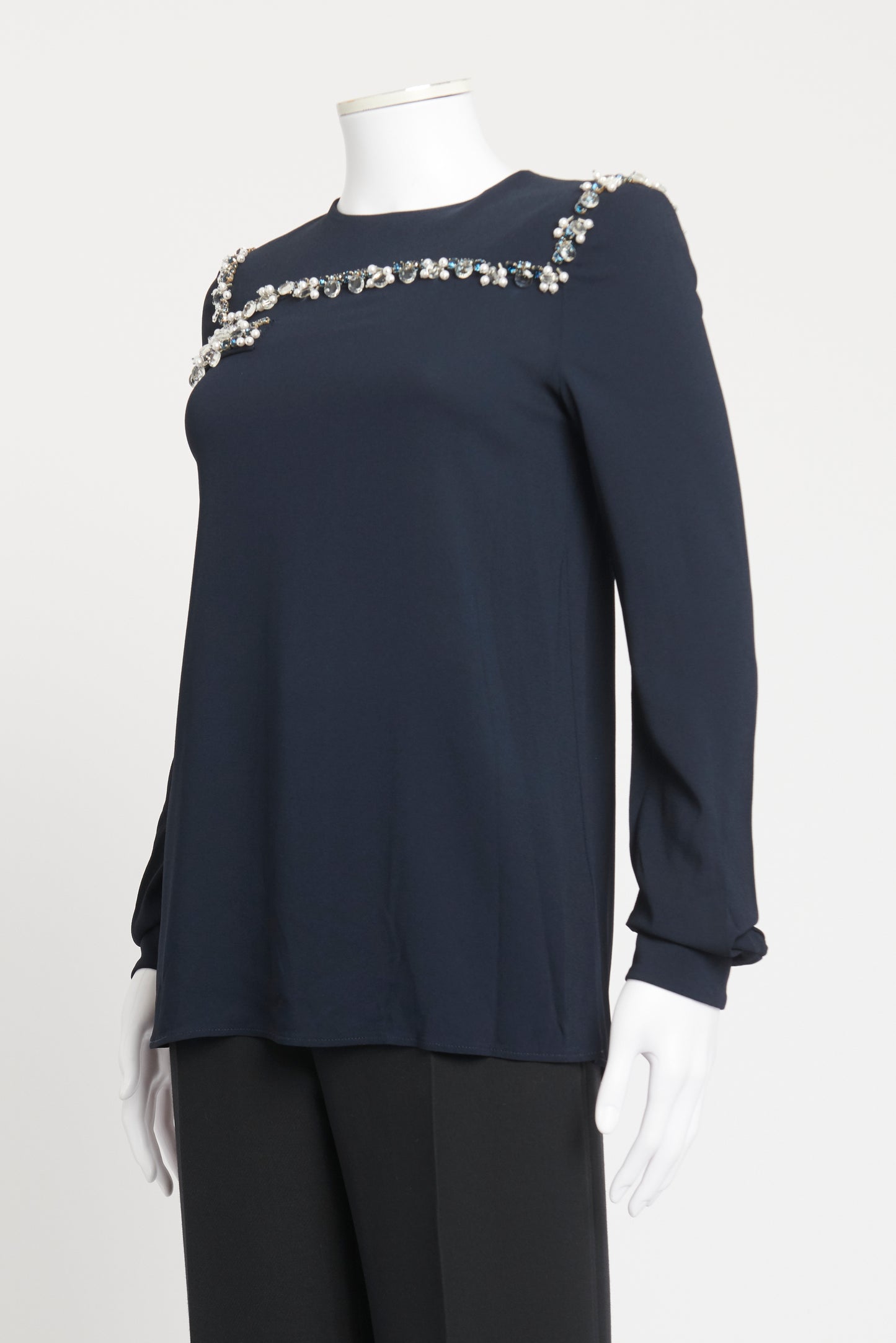 Black Crystal Embellished Preowned Top