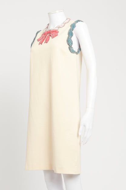 Cream Crystal Velvet Bow Preowned Dress