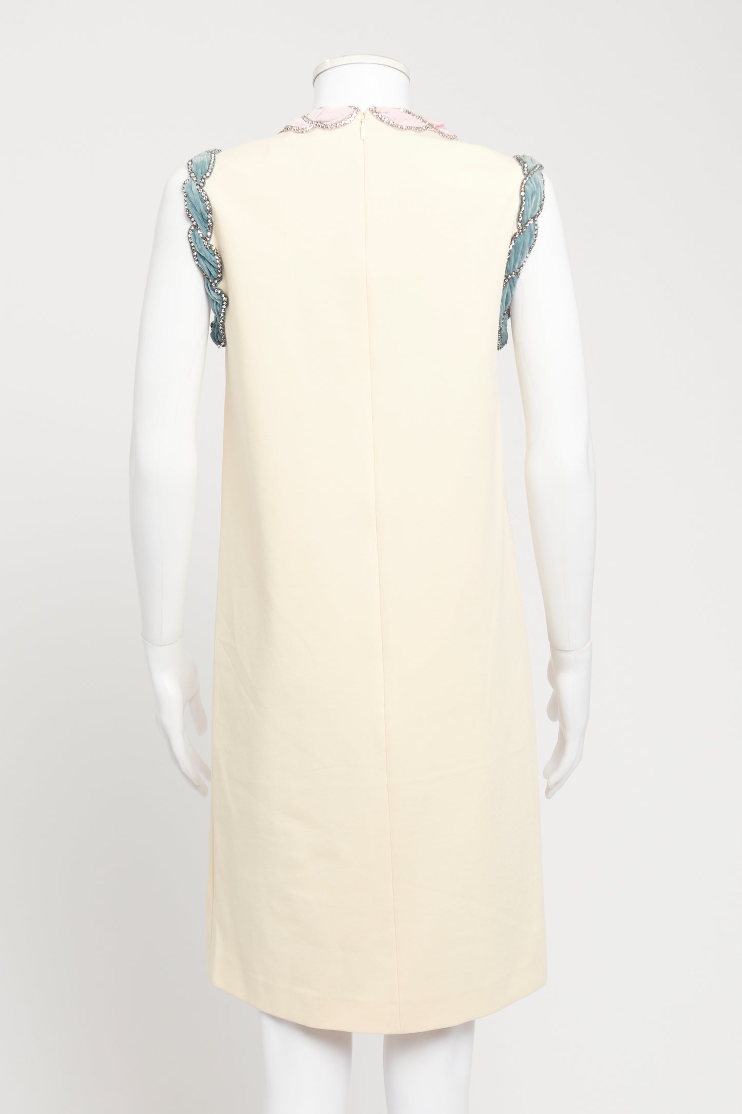 Cream Crystal Velvet Bow Preowned Dress