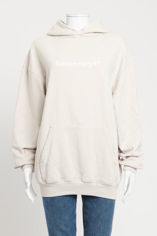 Beige Cotton Unisex Preowned Hoodie