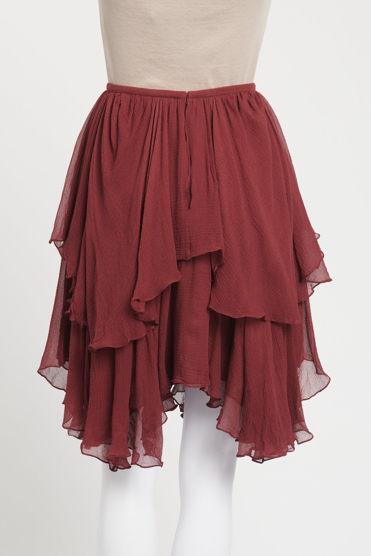 Plum Silk Tiered Preowned Skirt