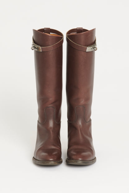 Brown Leather Preowned 'Jumping' Boots