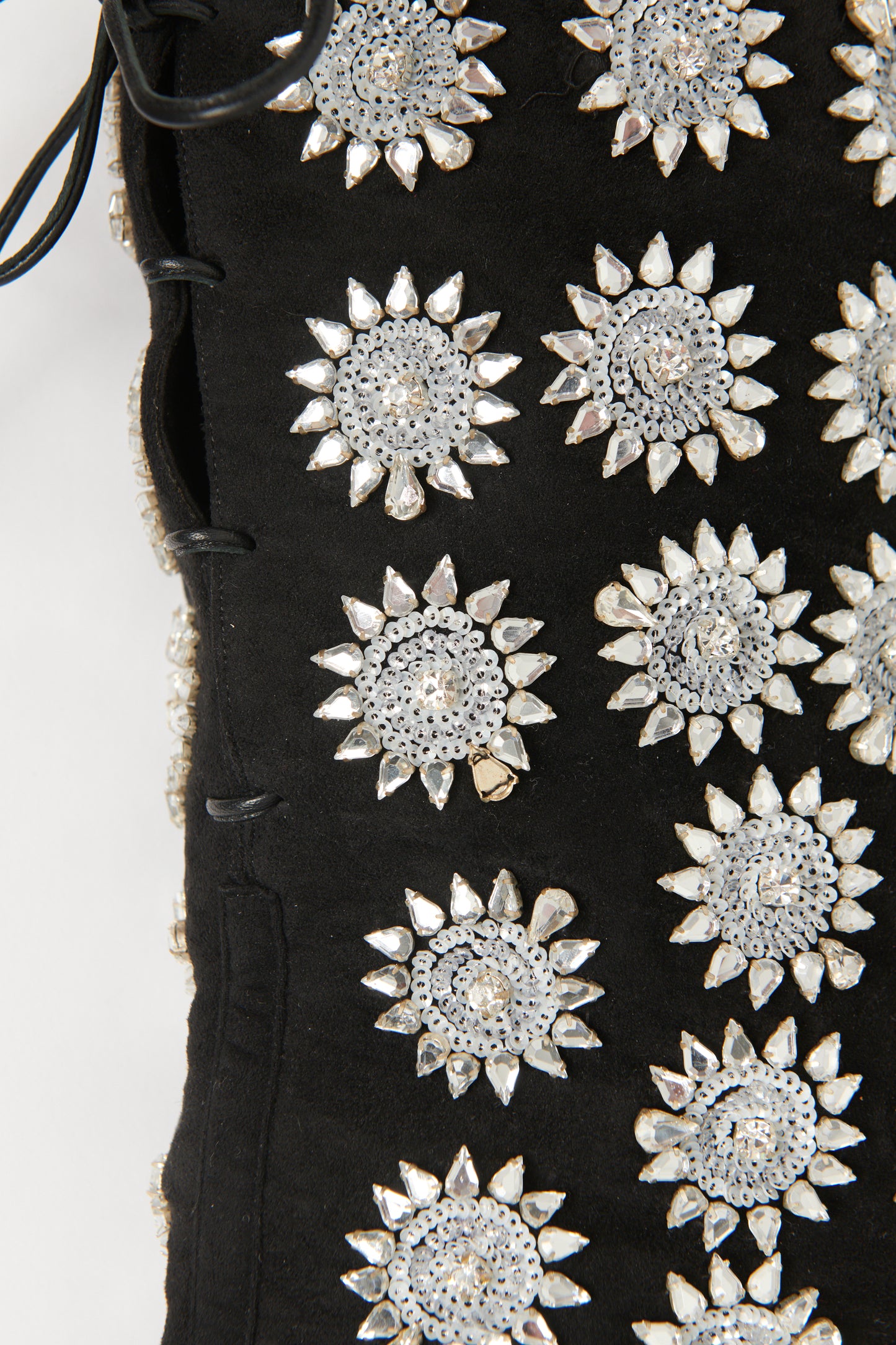 2017 Black Suede Preowned 'Frederikke' Embellished Thigh Boots