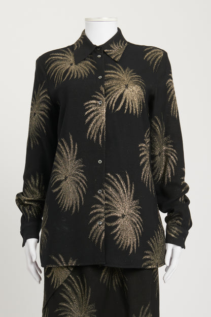 Black and Gold Palm Tree Preowned Shirt