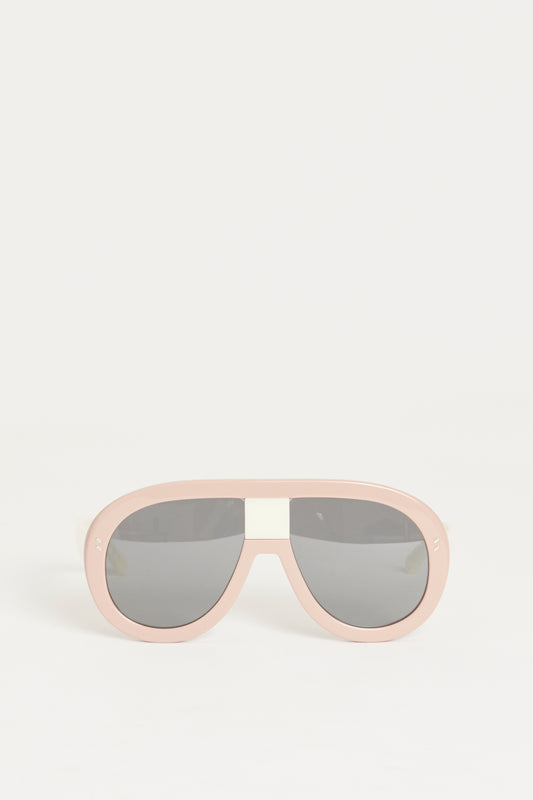 Pink/Cream Acetate Preowned Oversized Sunglasses