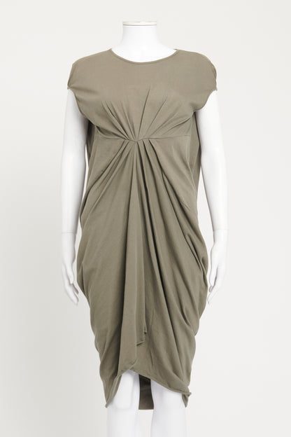 Khaki Green Preowned Gathered Dress