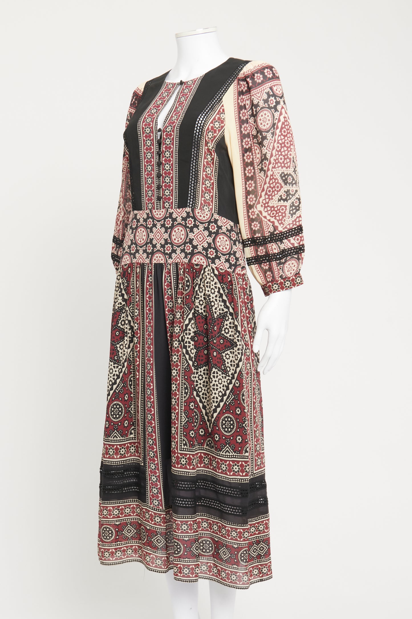 Multi Ezri Crochet Embroidered Preowned Midi Dress