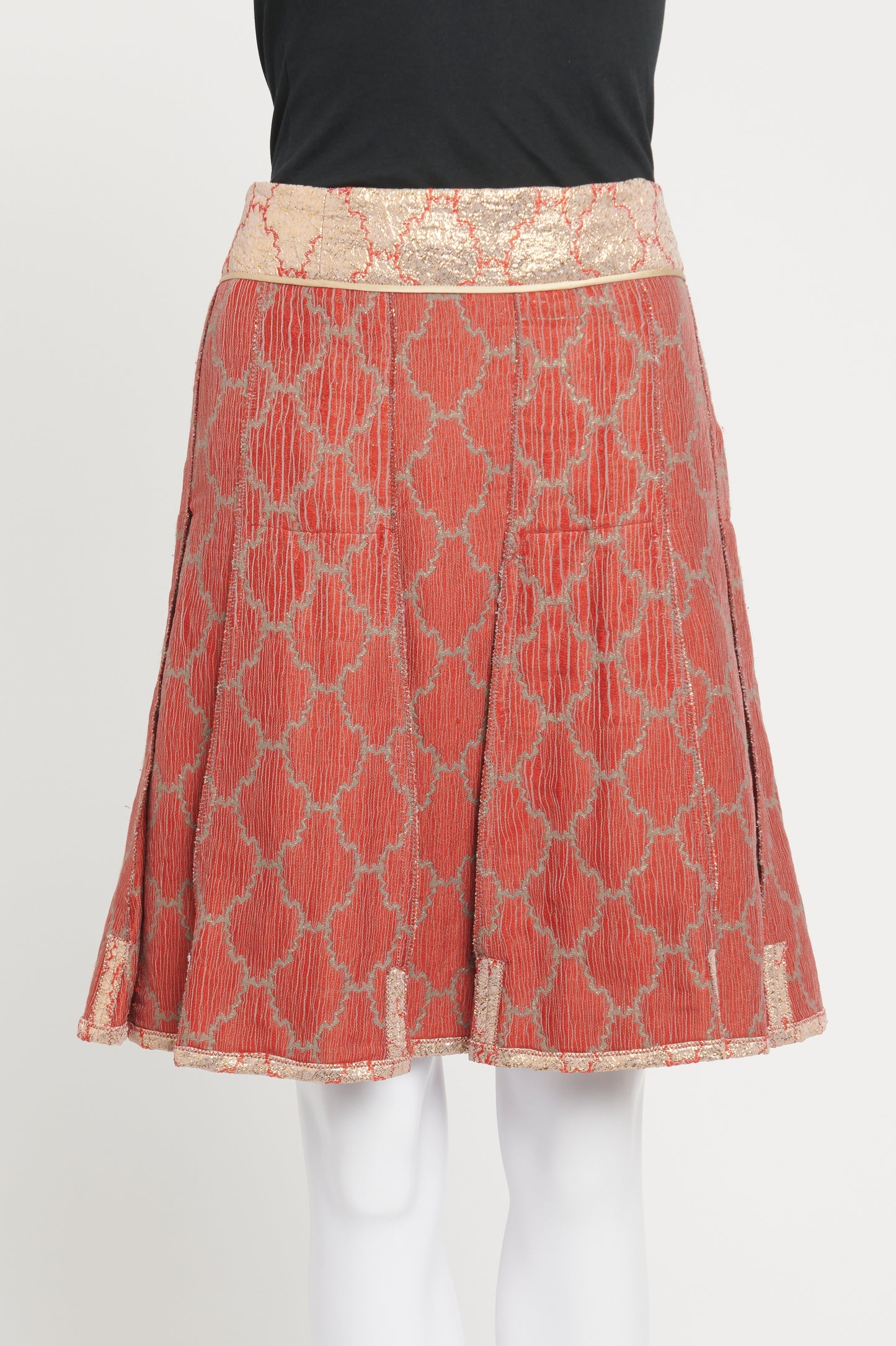 2002 Red/Gold Jacquard Preowned Skirt