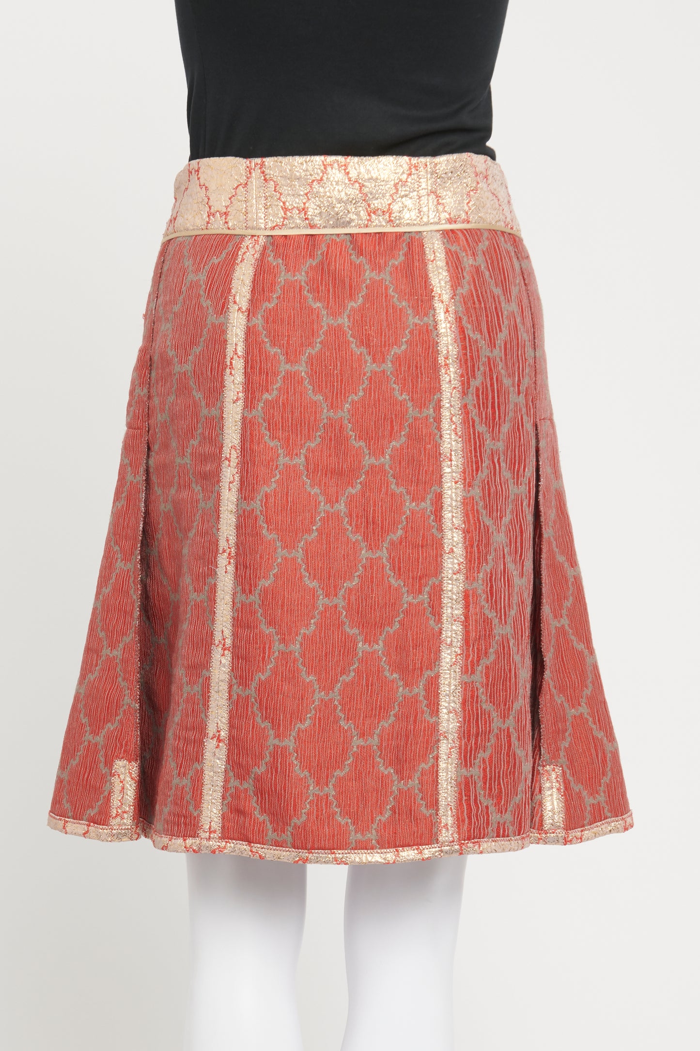 2002 Red/Gold Jacquard Preowned Skirt