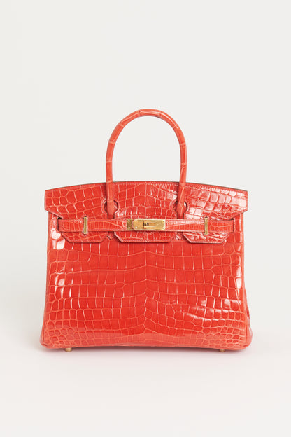 2015 Shiny Geranium Niloticus Preowned Birkin 30 With Gold Hardware