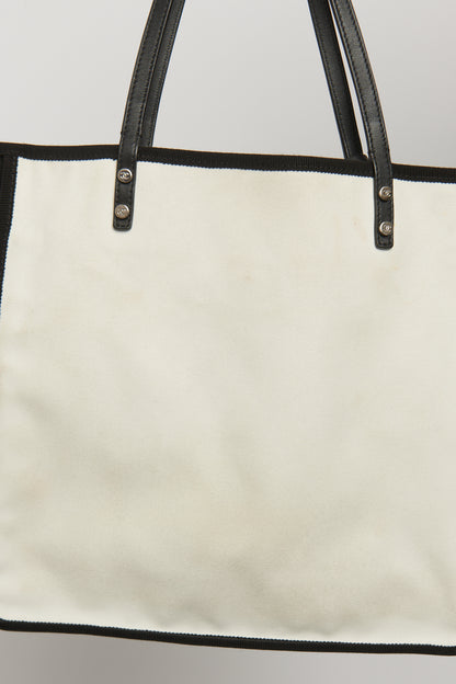 White/Black Canvas Preowned 5X5=CC Tote