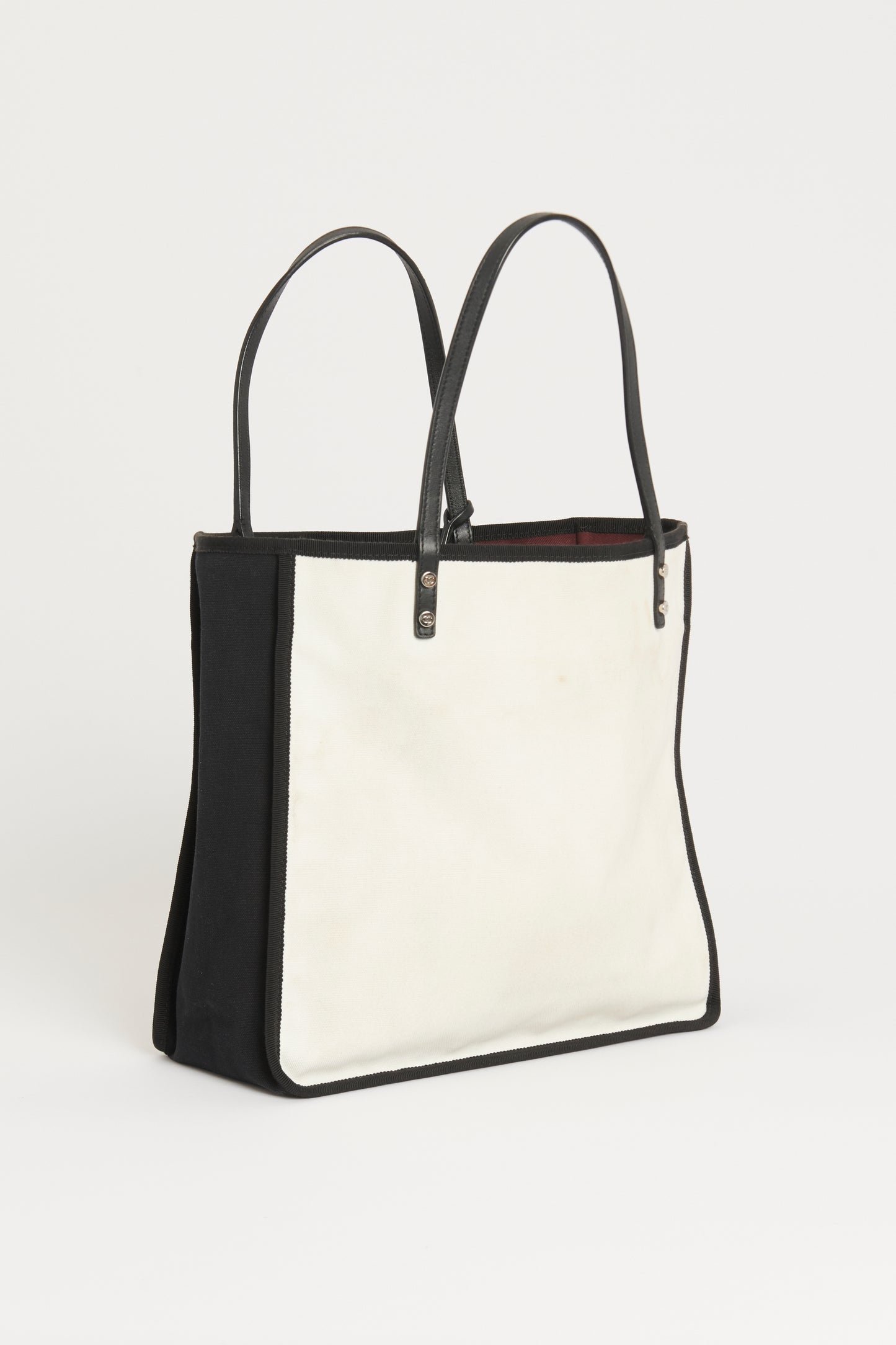 White/Black Canvas Preowned 5X5=CC Tote