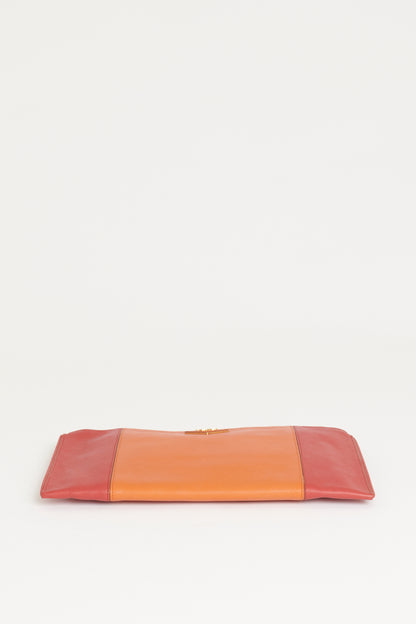 Orange/Red Saffiano Leather Preowned Clutch