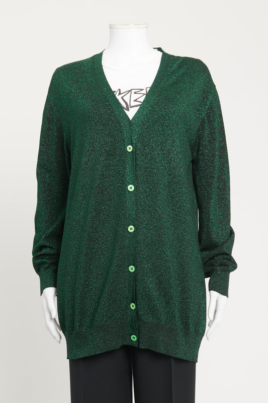 Green Preowned Glittered Cardigan