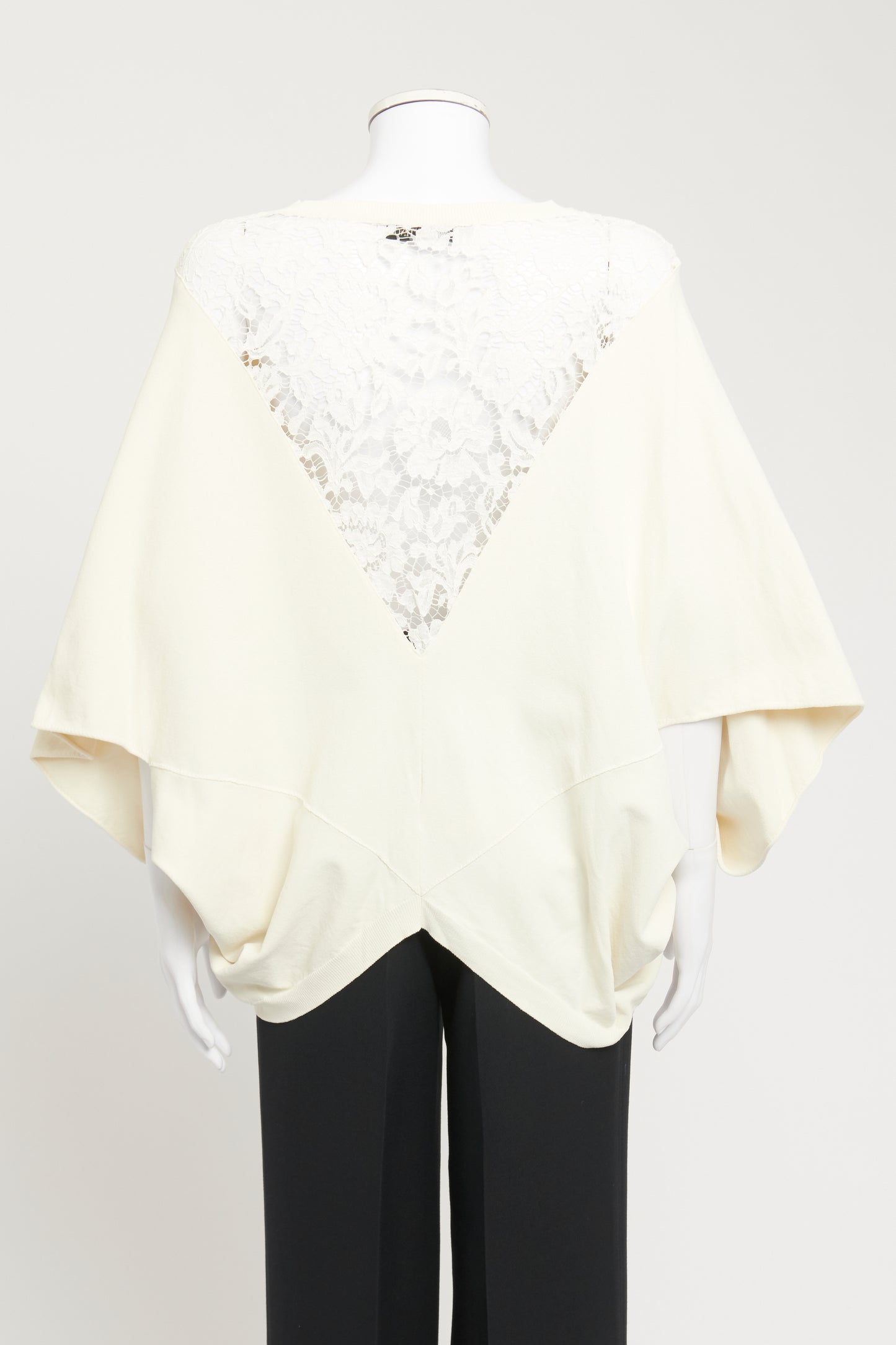 Cream Preowned Blouse With Crochet Panel