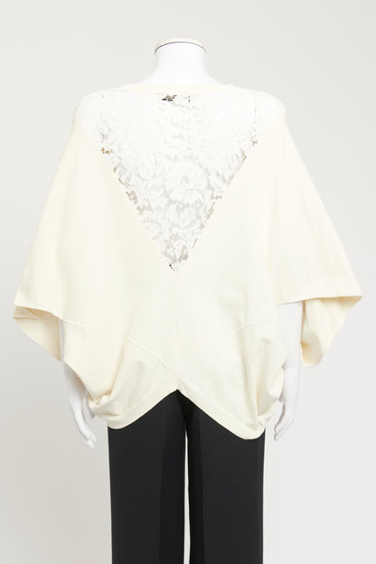 Cream Preowned Blouse With Crochet Panel