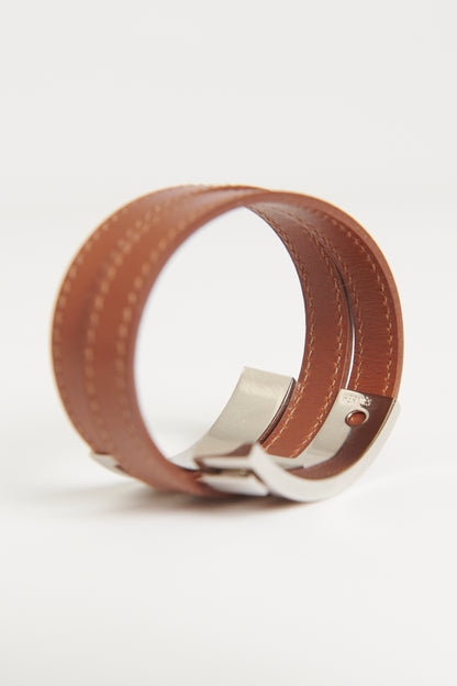 2003 Brown Leather Preowned 'Pusse Pusse' Bracelet