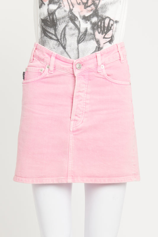 2019 Pink Denim Preowned Mini Skirt