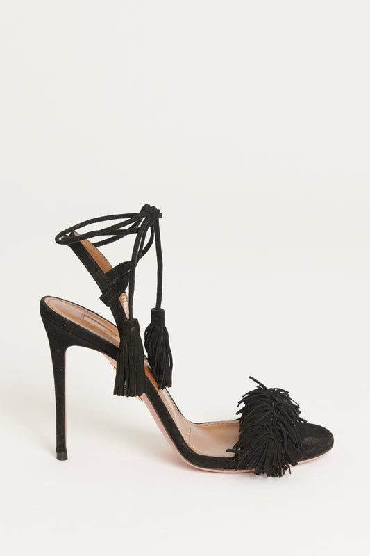 Black Suede Preowned 'Wild Thing' Heeled Sandals