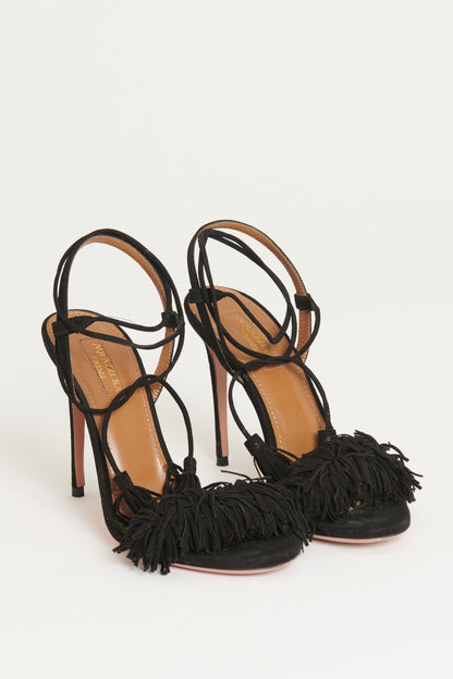 Black Suede Preowned 'Wild Thing' Heeled Sandals