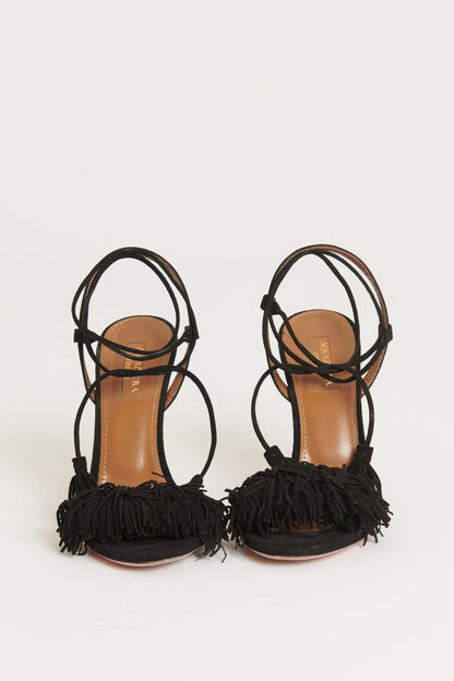 Black Suede Preowned 'Wild Thing' Heeled Sandals