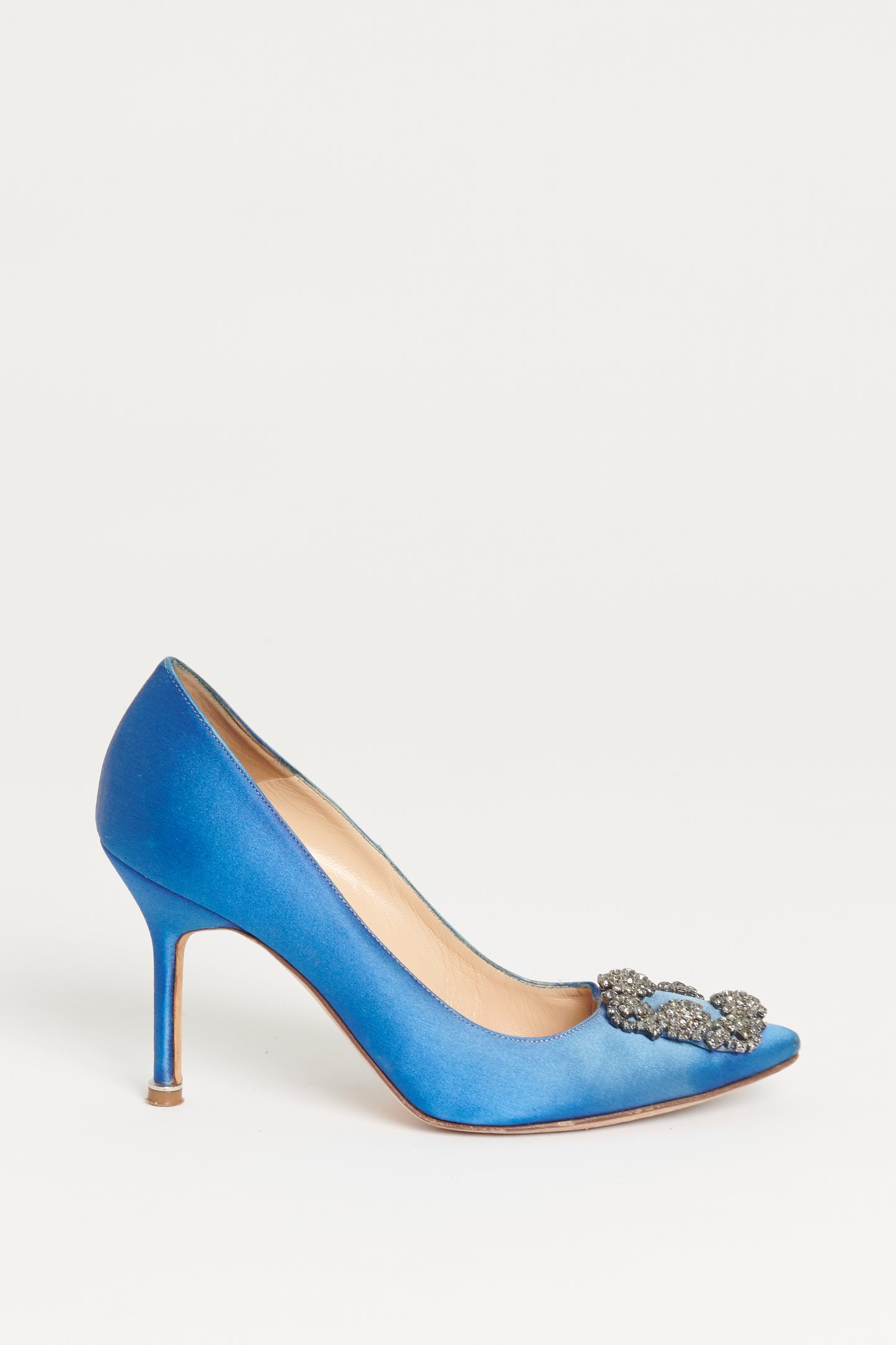 Blue Satin Preowned 'Hangisi' Jewel-Buckle Pumps