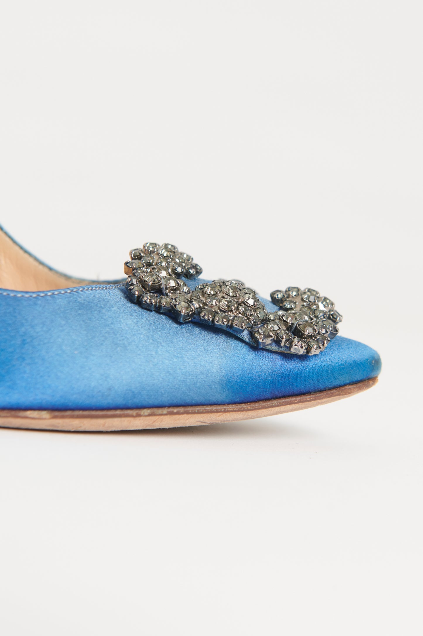 Blue Satin Preowned 'Hangisi' Jewel-Buckle Pumps