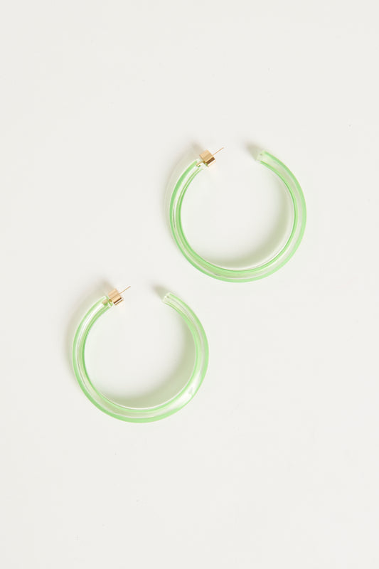 Green Preowned Jelly Hoop Earrings