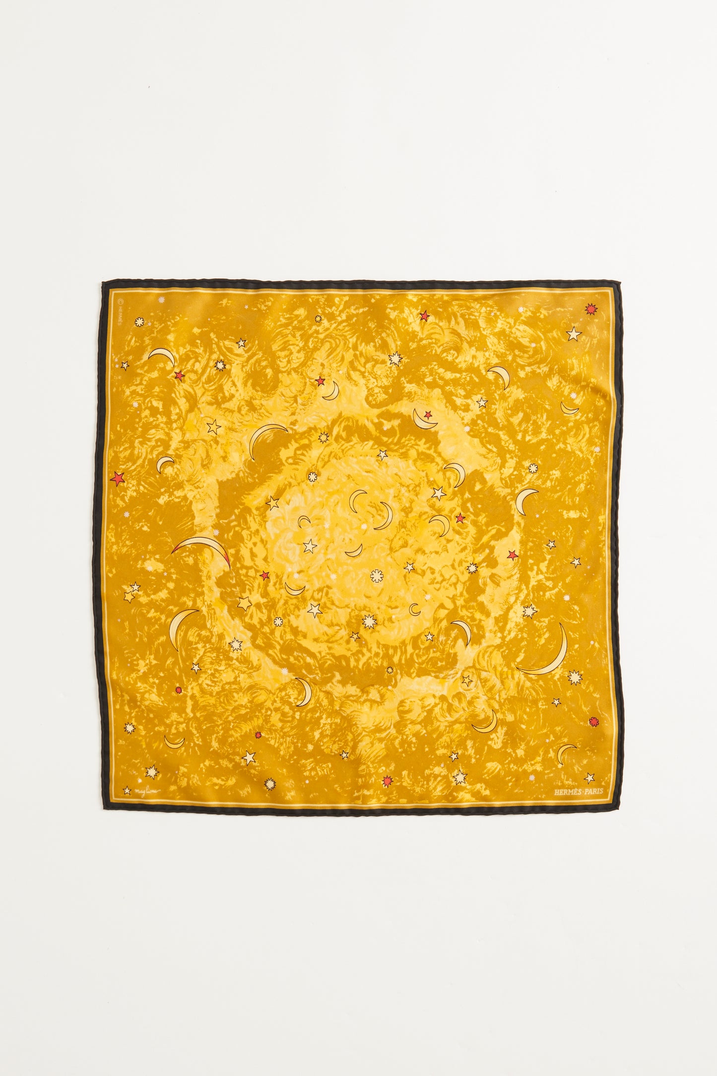Yellow Silk Preowned 'Year Of The Stars' by Maglione Pocket Scarf