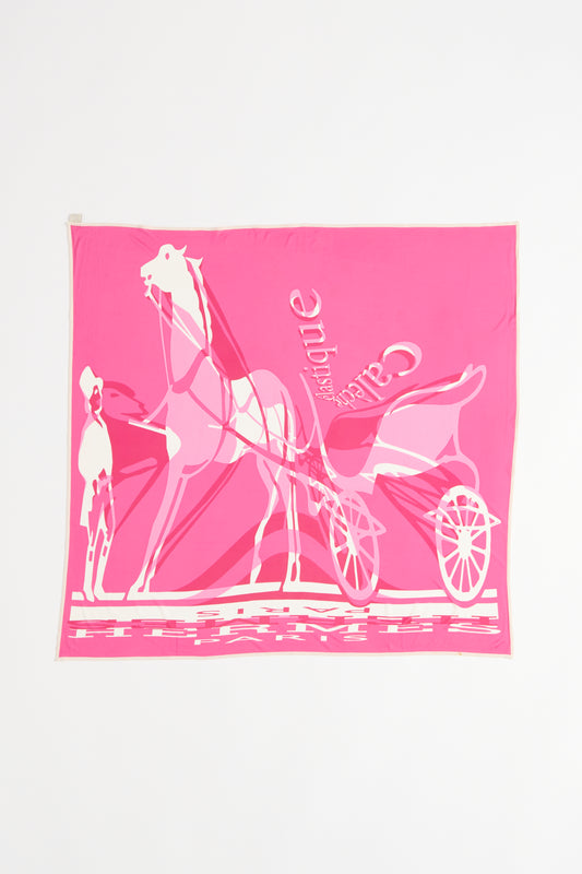 2004 Pink Silk Preowned 'La Caleche Elastique' Scarf