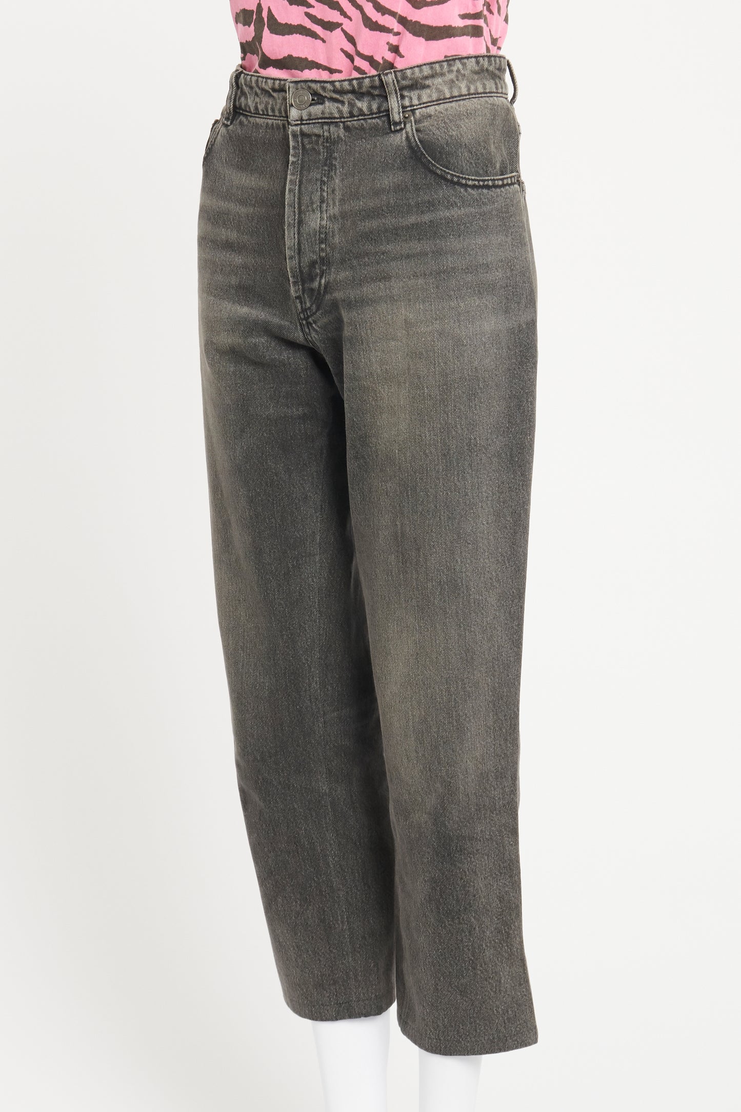 Grey Preowned High-Waist Denim