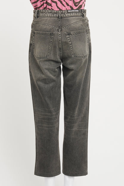 Grey Preowned High-Waist Denim