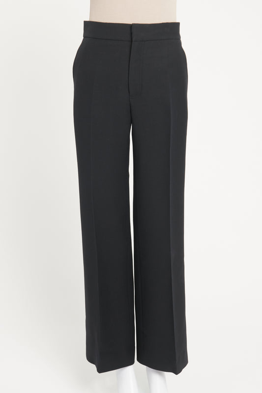 Black Wool Preowned Palazzo Trousers