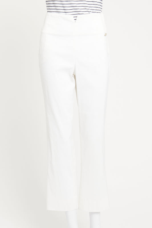2009 White Preowned Textured Trousers
