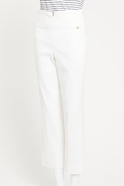 2009 White Preowned Textured Trousers